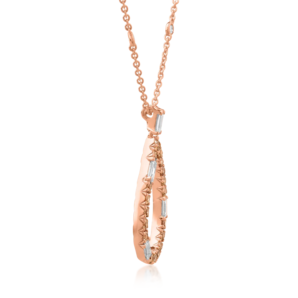 Lant cu pandantiv din aur roz de 18K cu diamante de 1.41ct