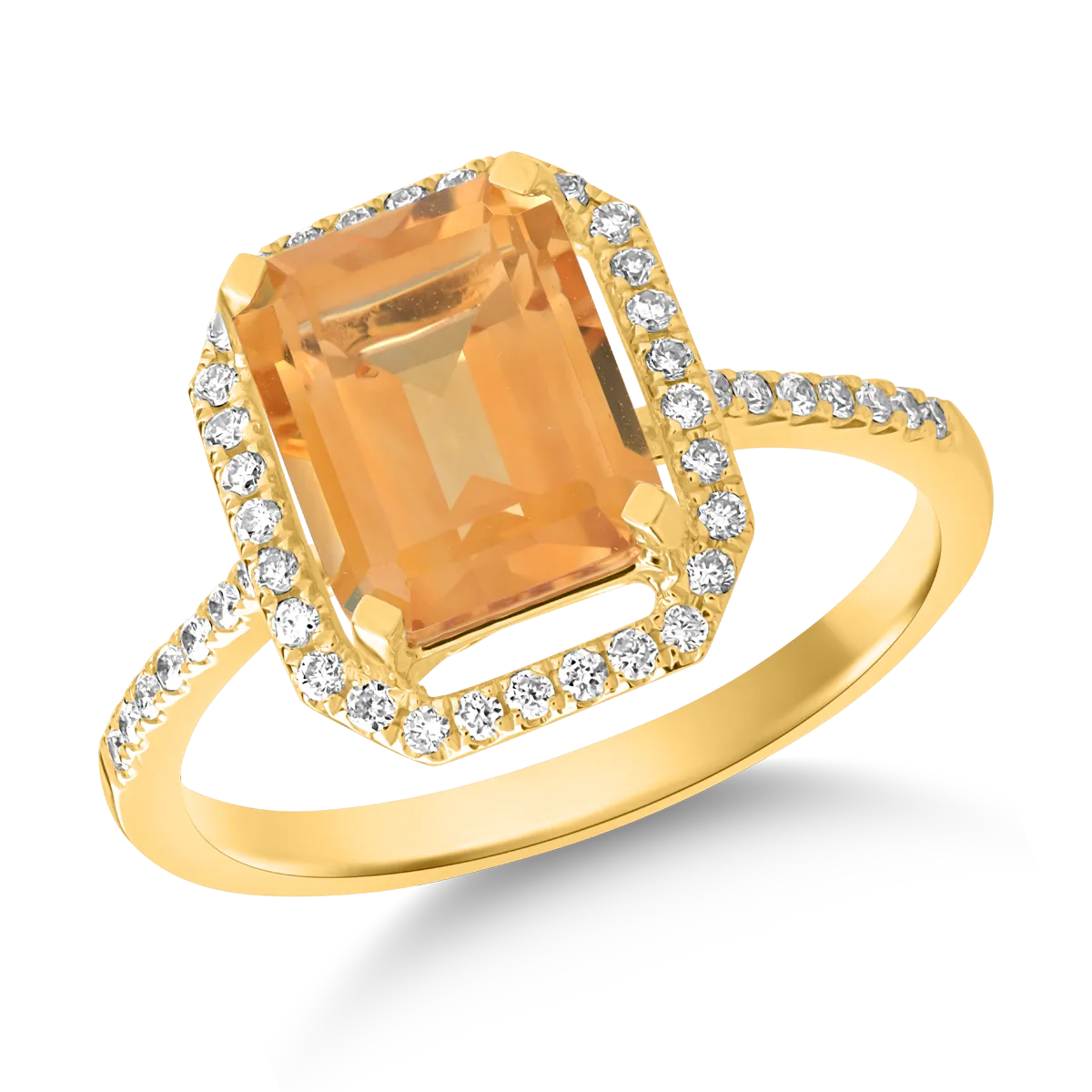 Gyűrű 18K-os sárga aranyból 2.285ct citrinnel és 0.228ct gyémánttal