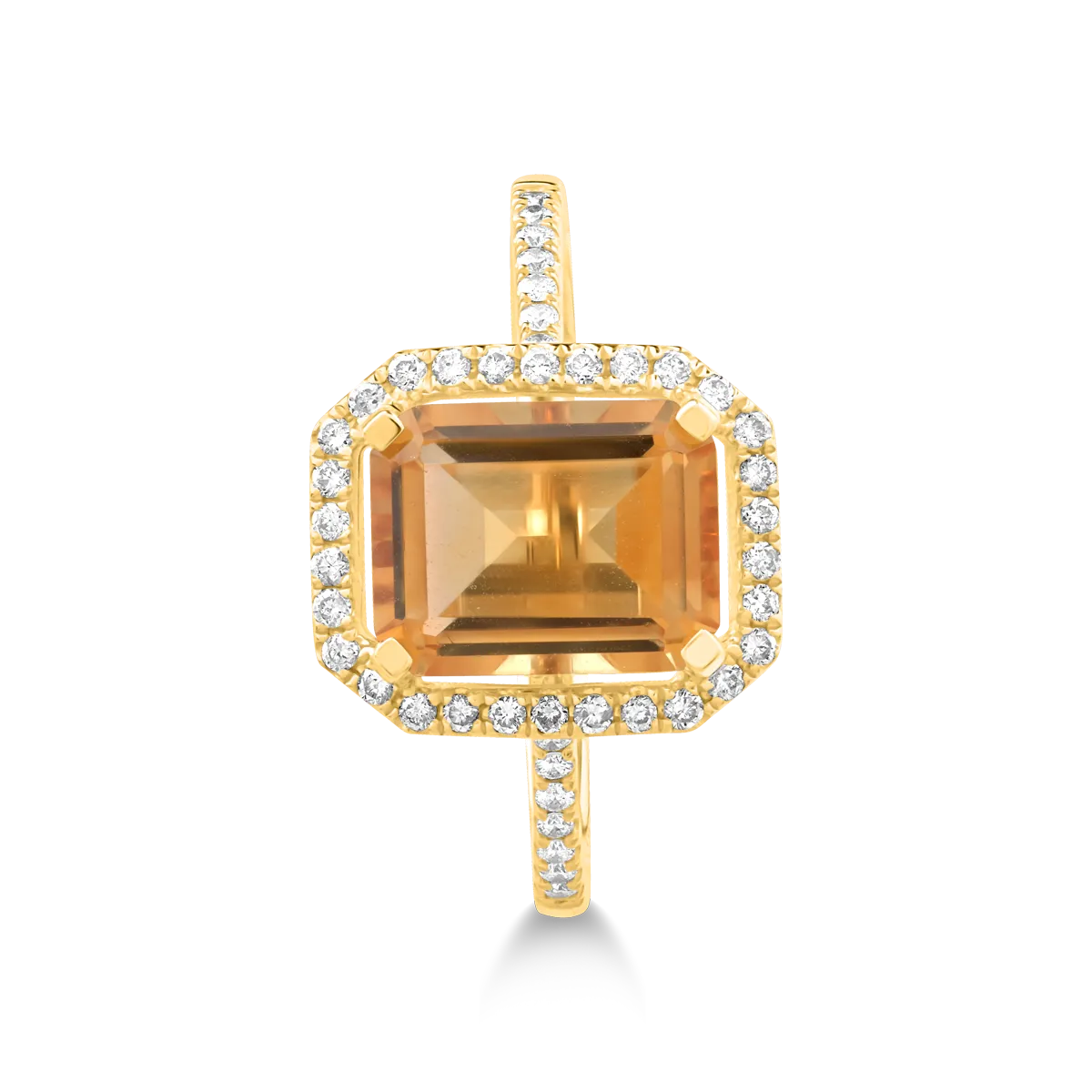 Inel din aur galben de 18K cu citrin de 2.28ct si diamante de 0.229ct