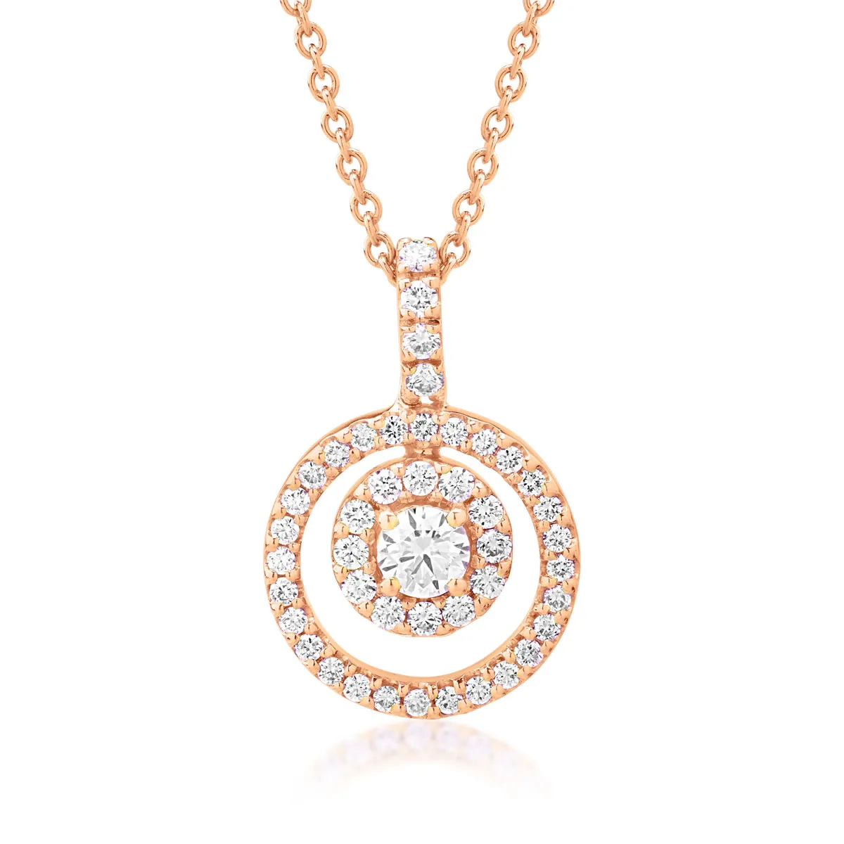 18k rose rose pendant with 0.25ct diamond and 0.45ct diamonds