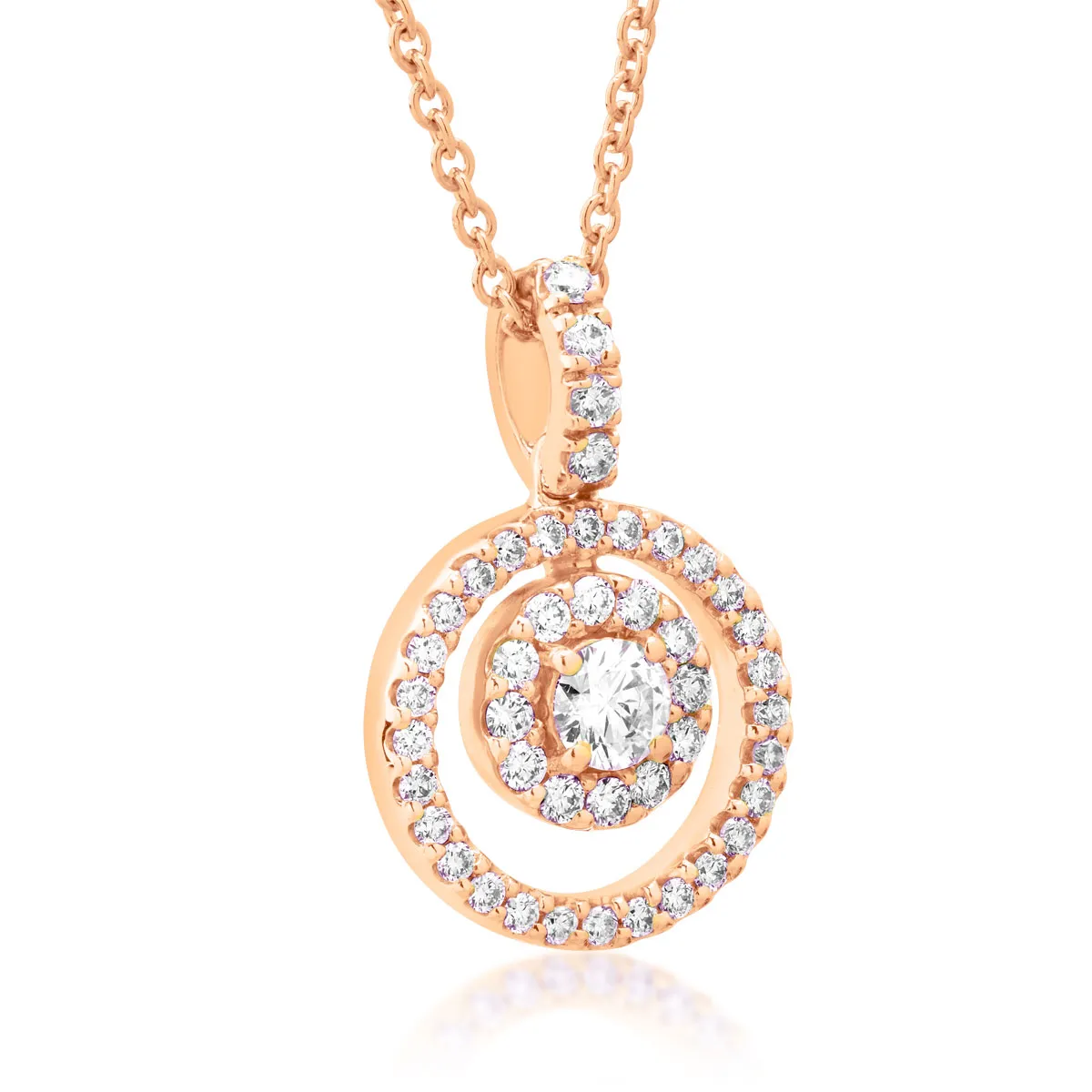 Lant cu pandantiv din aur roz cu diamant de 0.25ct si diamante de 0.45ct