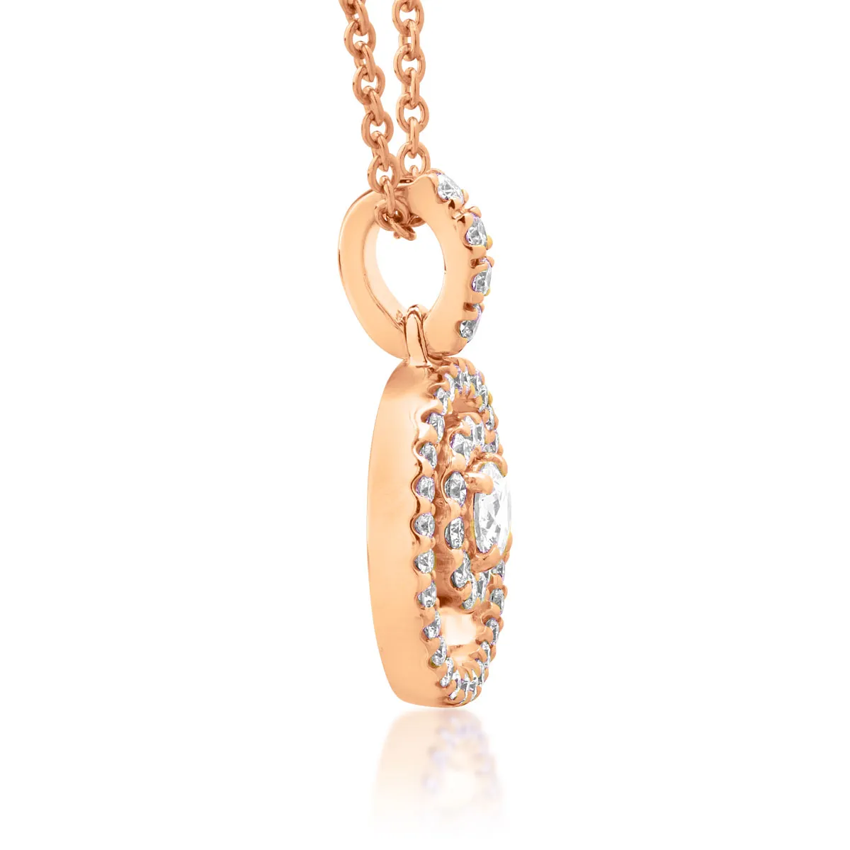 Lant cu pandantiv din aur roz cu diamant de 0.25ct si diamante de 0.45ct