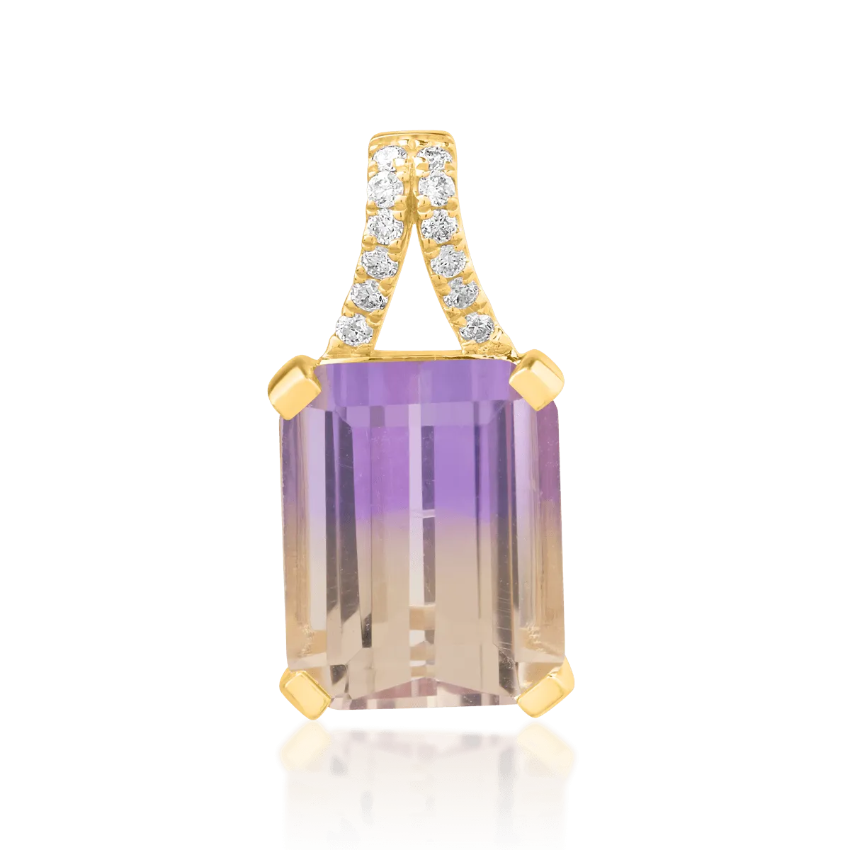 Pandantiv din aur galben de 18K cu ametrin de 3.57ct si diamante de 0.06ct