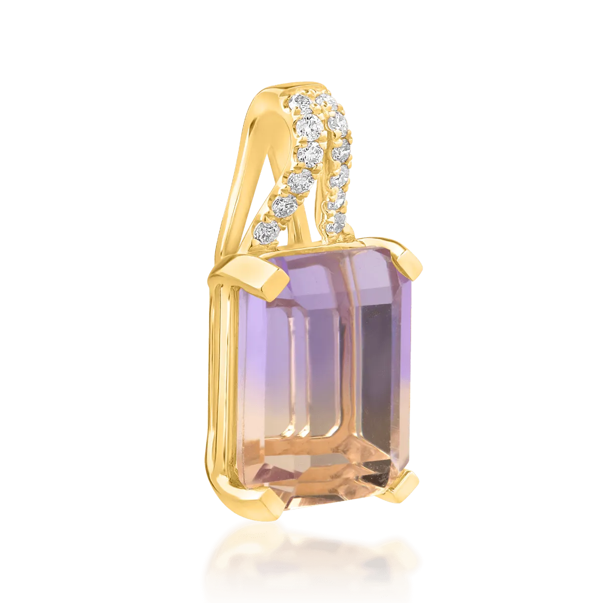 Pandantiv din aur galben de 18K cu ametrin de 3.57ct si diamante de 0.06ct