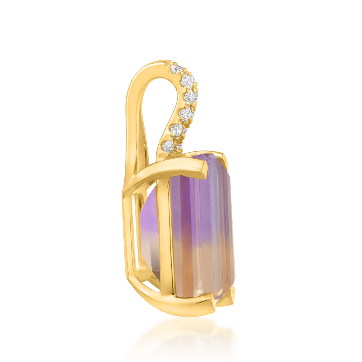 Pandantiv din aur galben de 18K cu ametrin de 3.57ct si diamante de 0.06ct