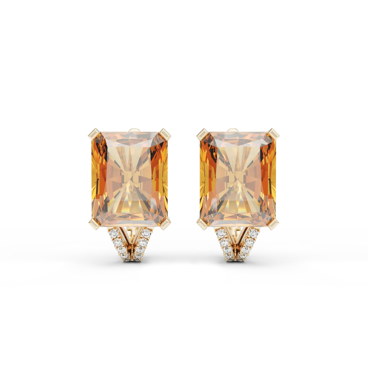 18K yellow gold earrings with 6.3ct citrine and 0.08ct diamonds