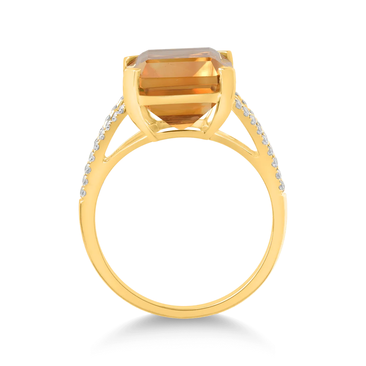 18K yellow gold ring with 8.88ct citrine and 0.171ct diamonds