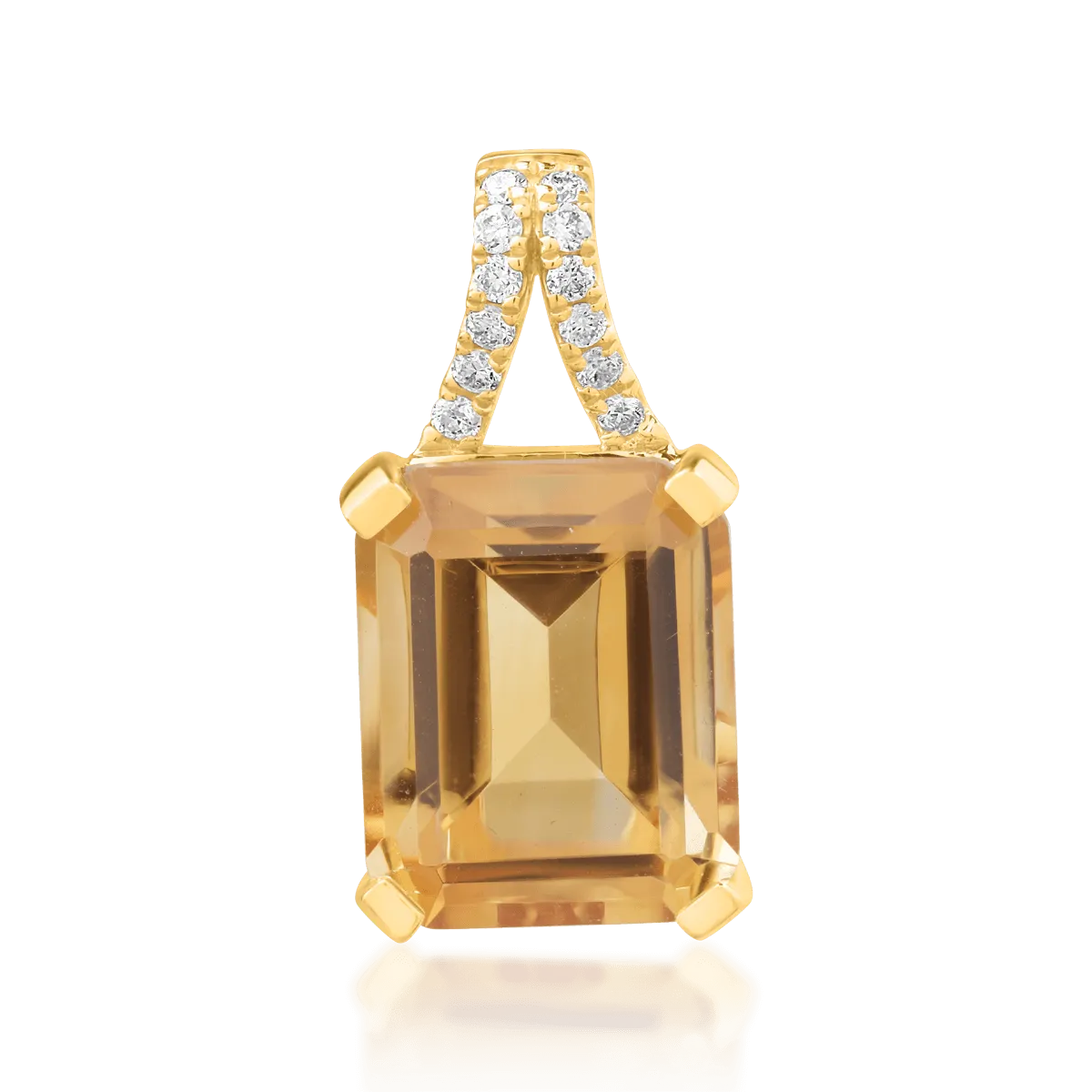 18K yellow gold pendant with 3.383ct citrine and 0.061ct diamonds