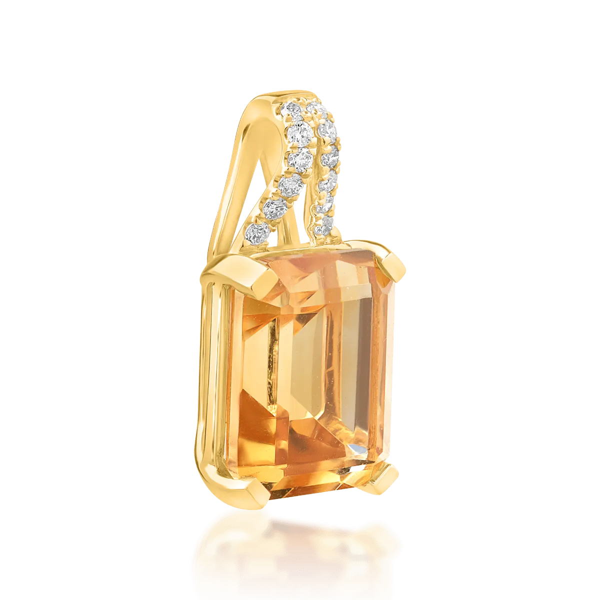 18K yellow gold pendant with 3.383ct citrine and 0.061ct diamonds