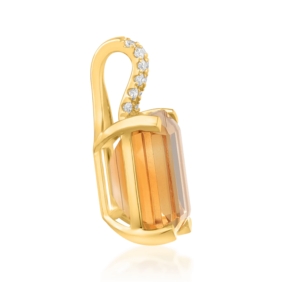 18K yellow gold pendant with 3.383ct citrine and 0.061ct diamonds