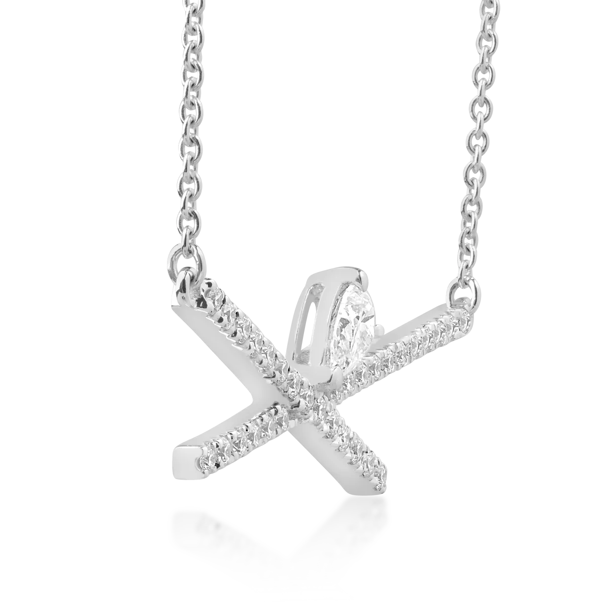 18K white gold pendant necklace with 0.46ct diamonds