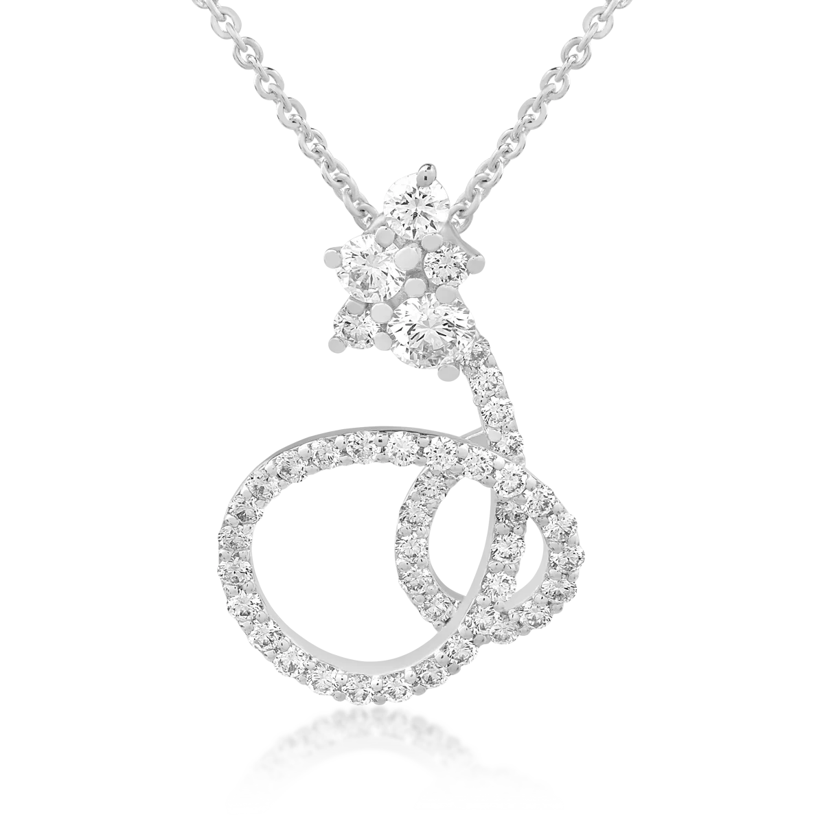 Lant cu pandantiv din aur alb cu diamante de 0.75ct
