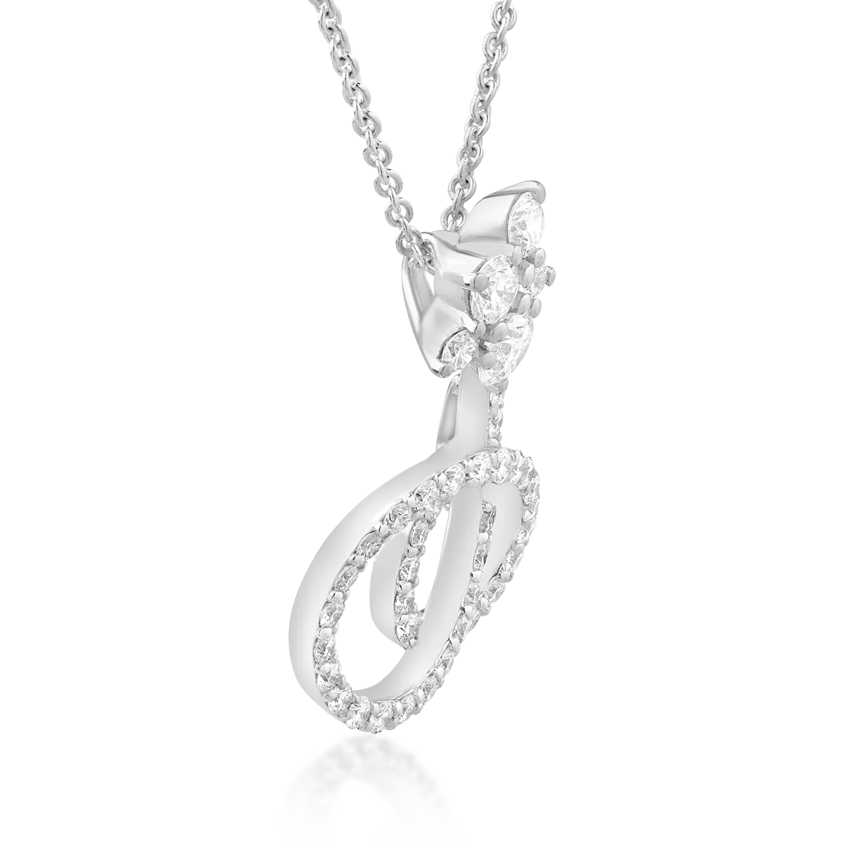 Lant cu pandantiv din aur alb de 18K cu diamante de 0.75ct