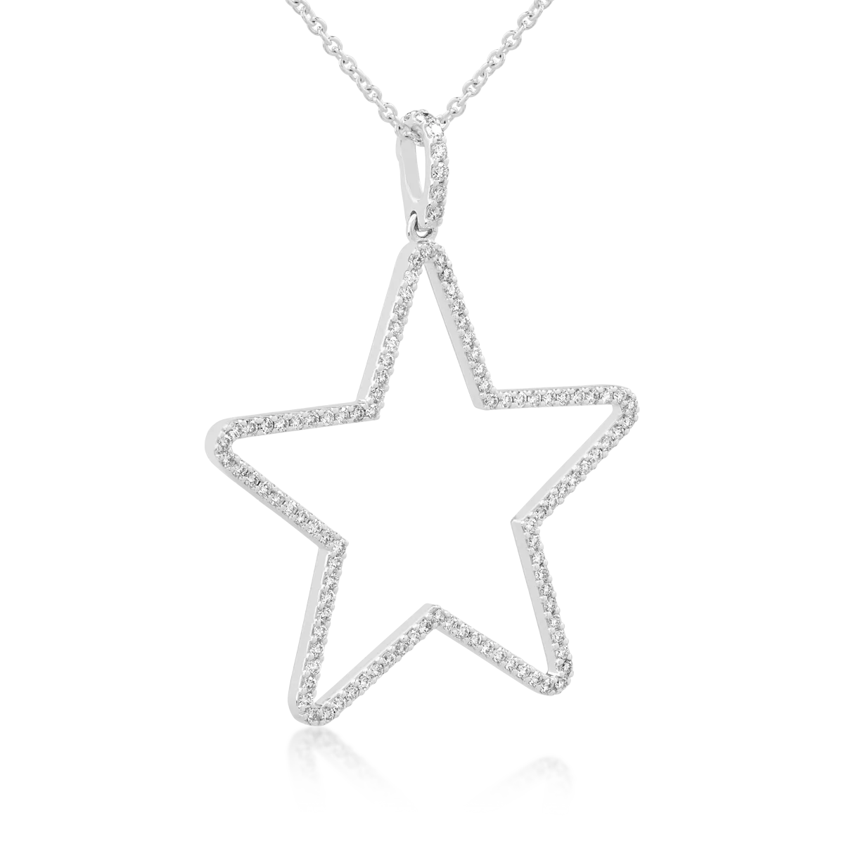 Naszyjnik w kształcie gwiazdki z białego złota z diamentami o masie 0.7ct