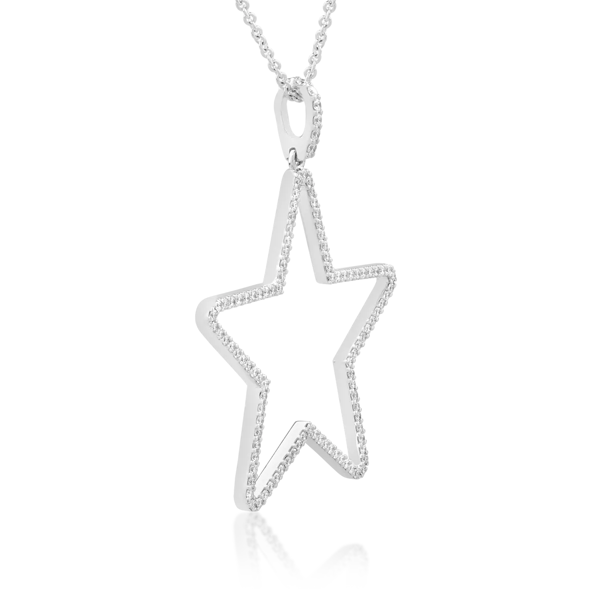 Naszyjnik w kształcie gwiazdki z białego złota z diamentami o masie 0.7ct