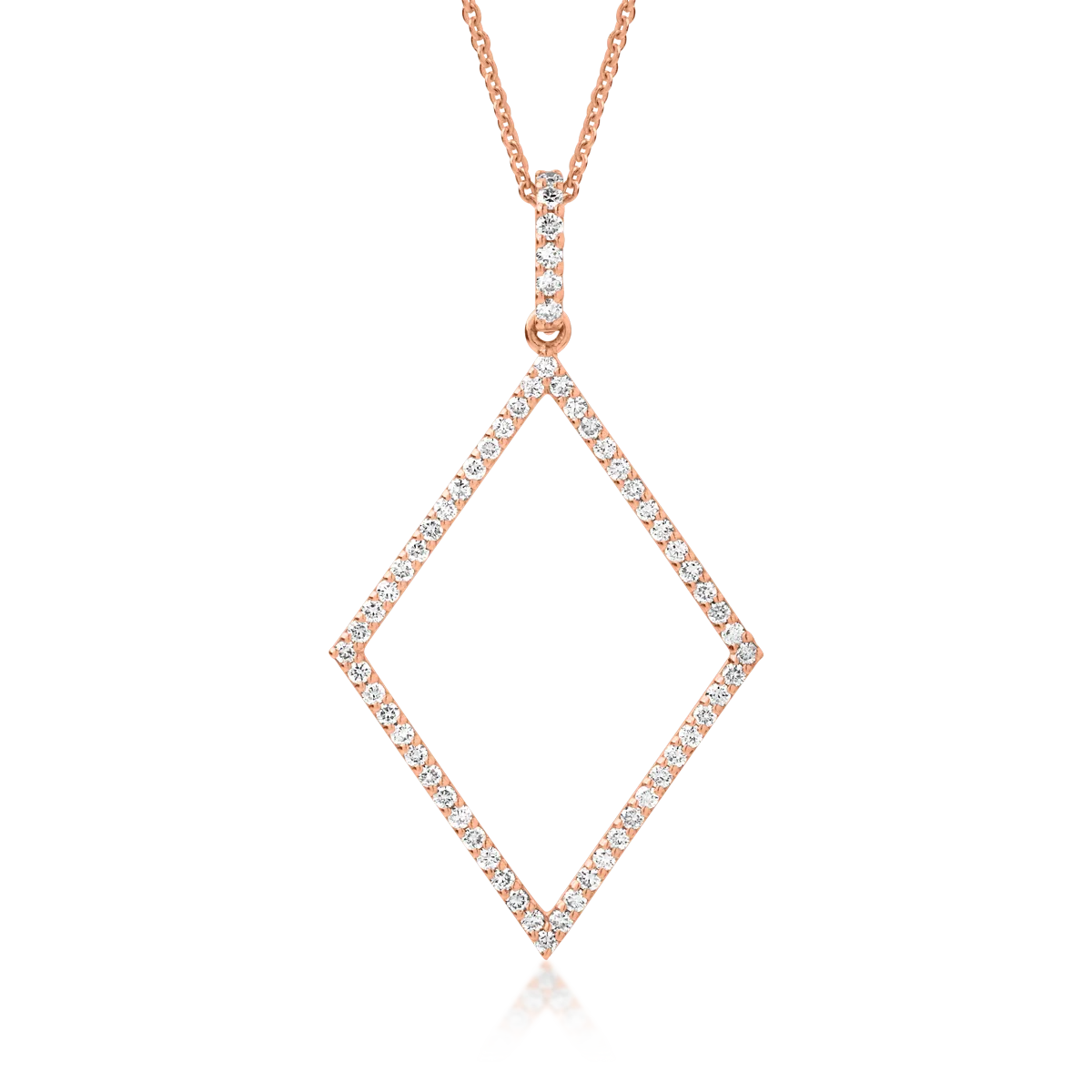 18K rose gold geometric pendant necklace with 0.54ct diamonds