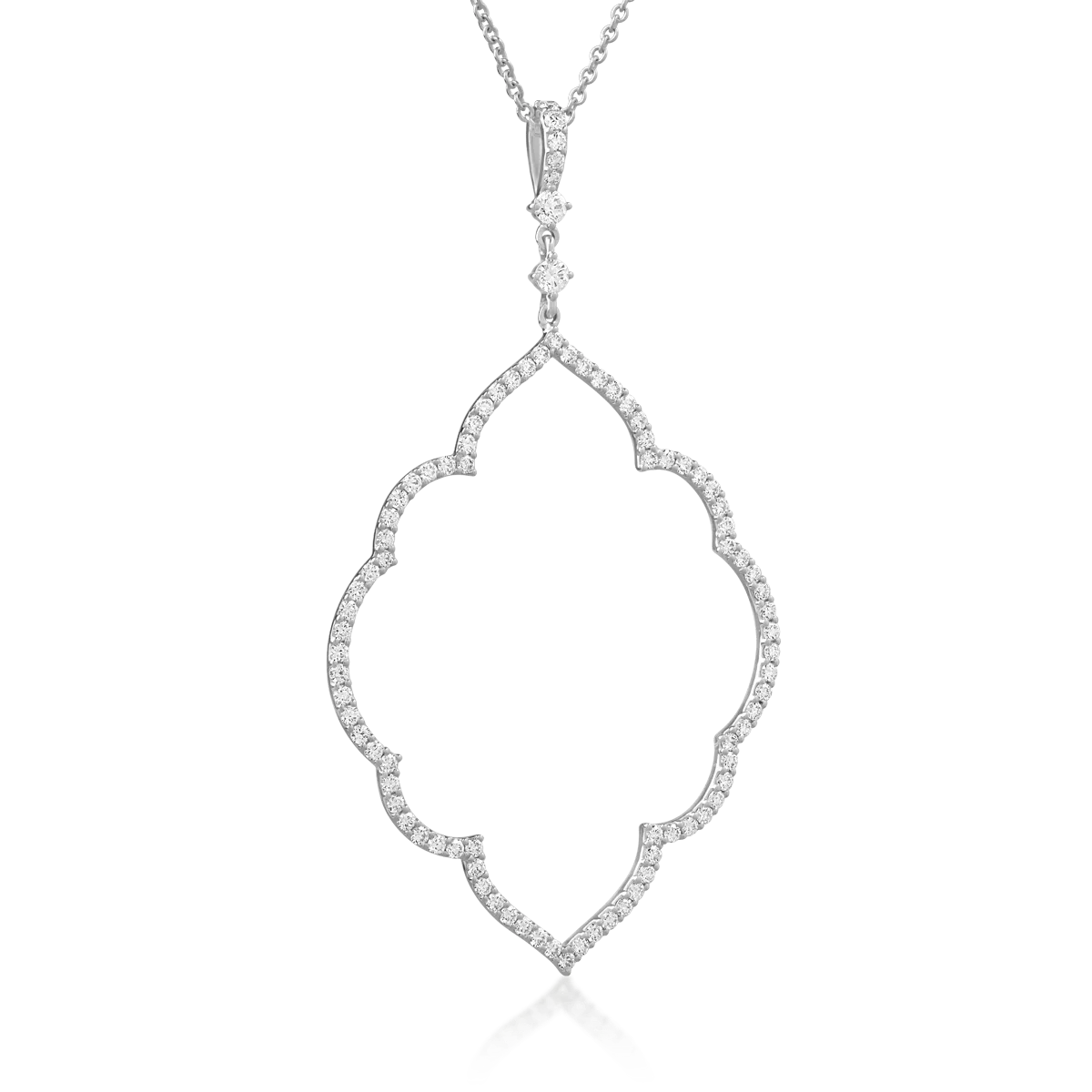 Lant cu pandantiv din aur alb de 18K cu diamante de 1.27ct