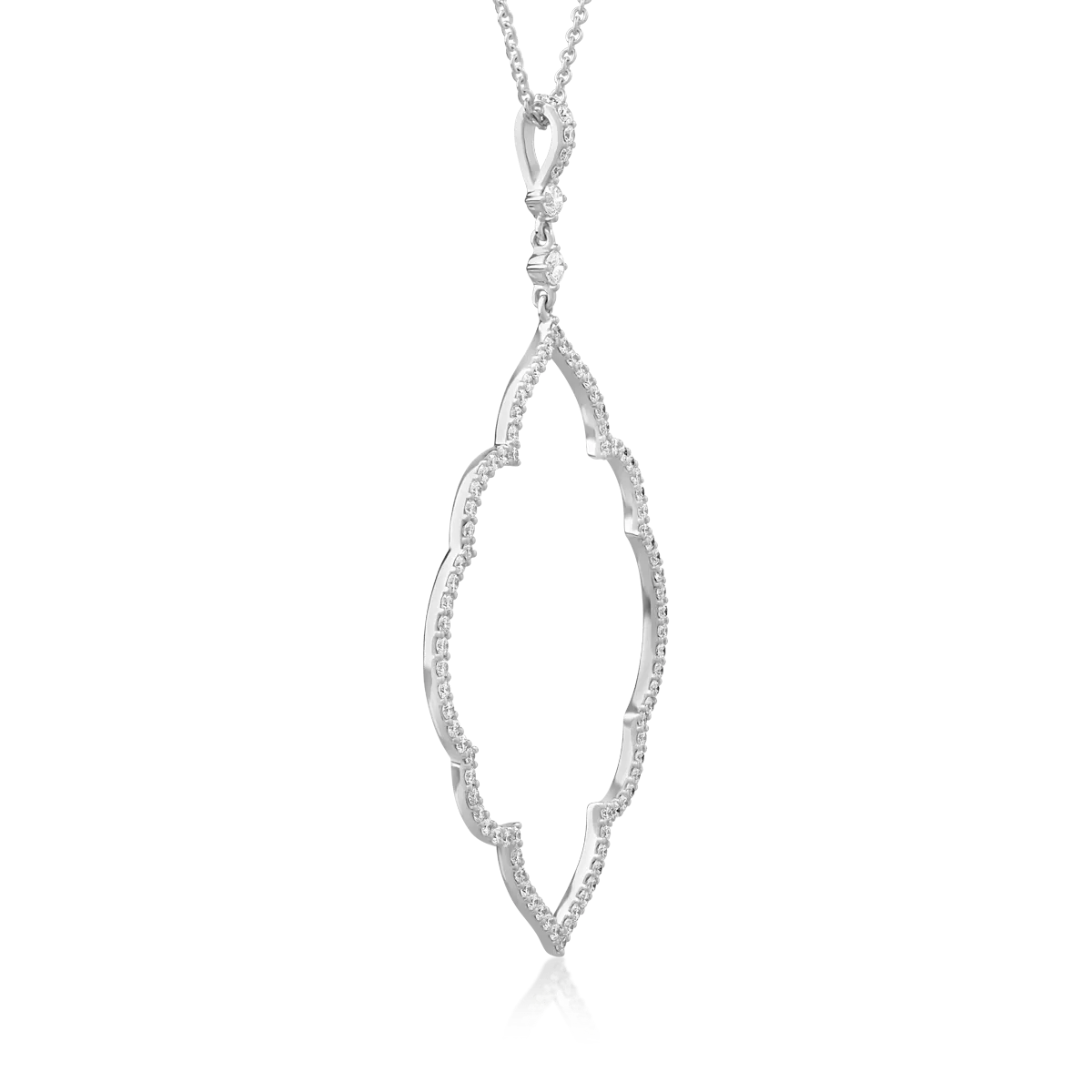 Lant cu pandantiv din aur alb de 18K cu diamante de 1.27ct