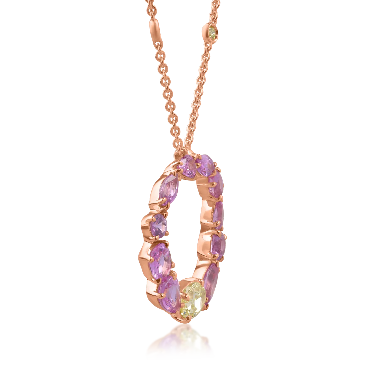 18K rose gold pendant necklace with 2.97ct sapphires and 0.82ct diamonds
