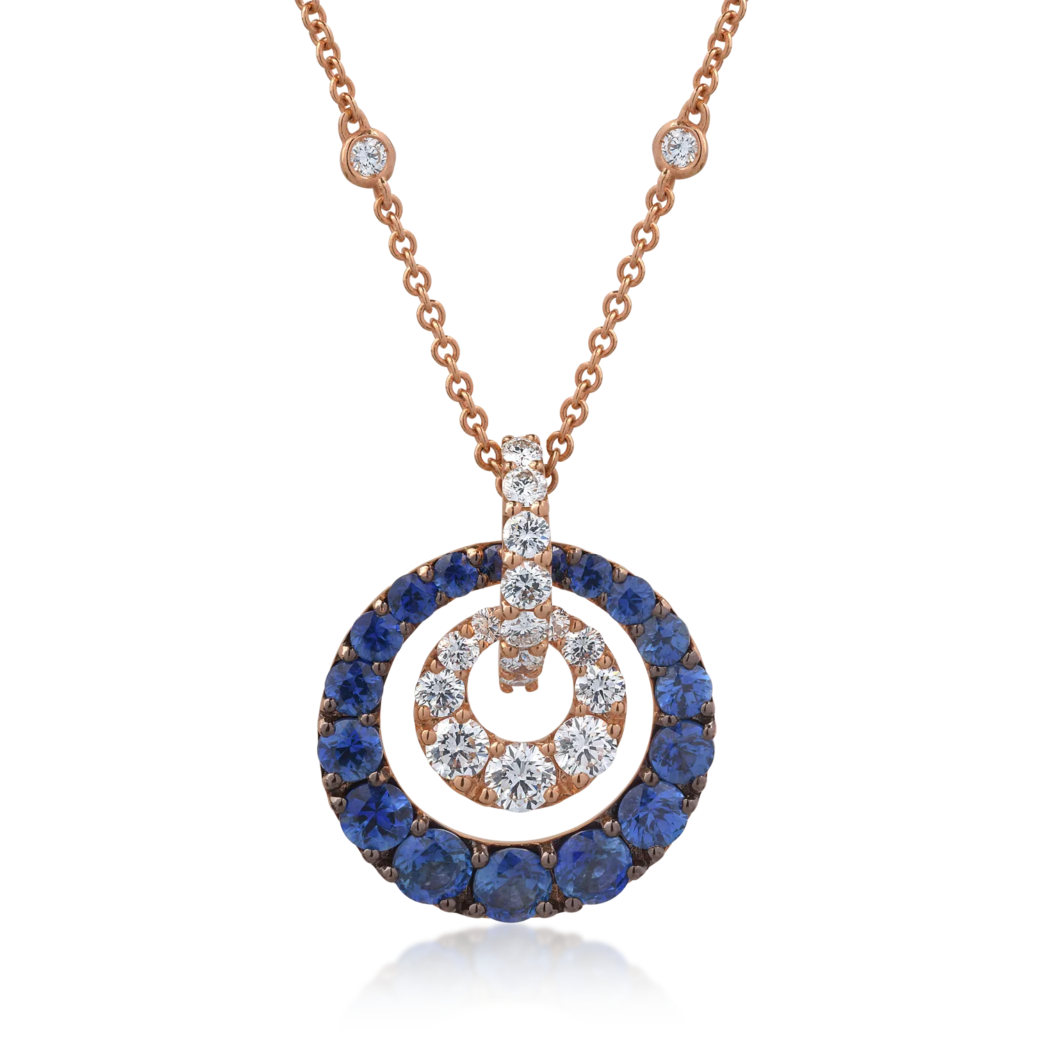 18K rose gold pendant necklace with 2.46ct sapphires and 1.17ct diamonds