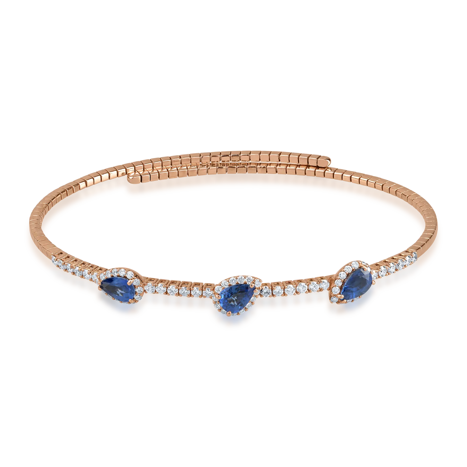 Rose gold bracelet with 1.6ct saphires and 0.7ct diamonds