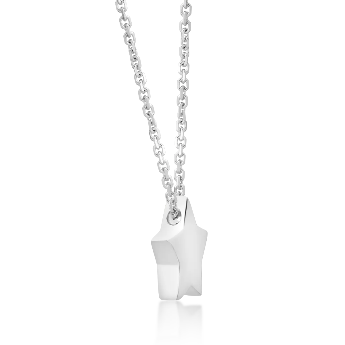 Lant cu pandantiv steluta din aur alb