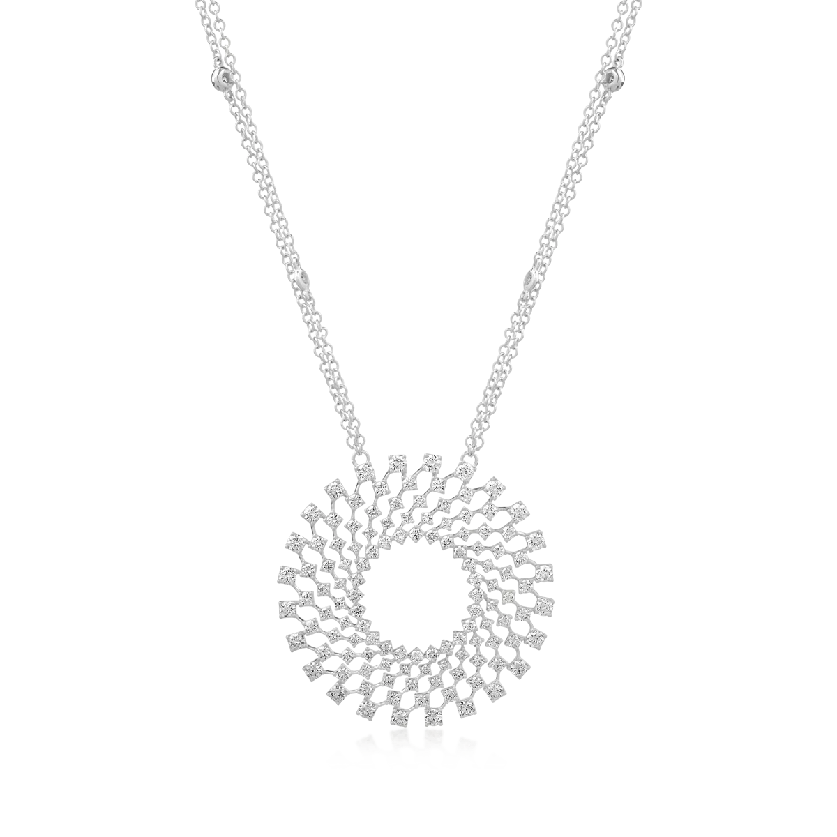 Lant cu pandantiv din aur alb cu diamante de 2.04ct