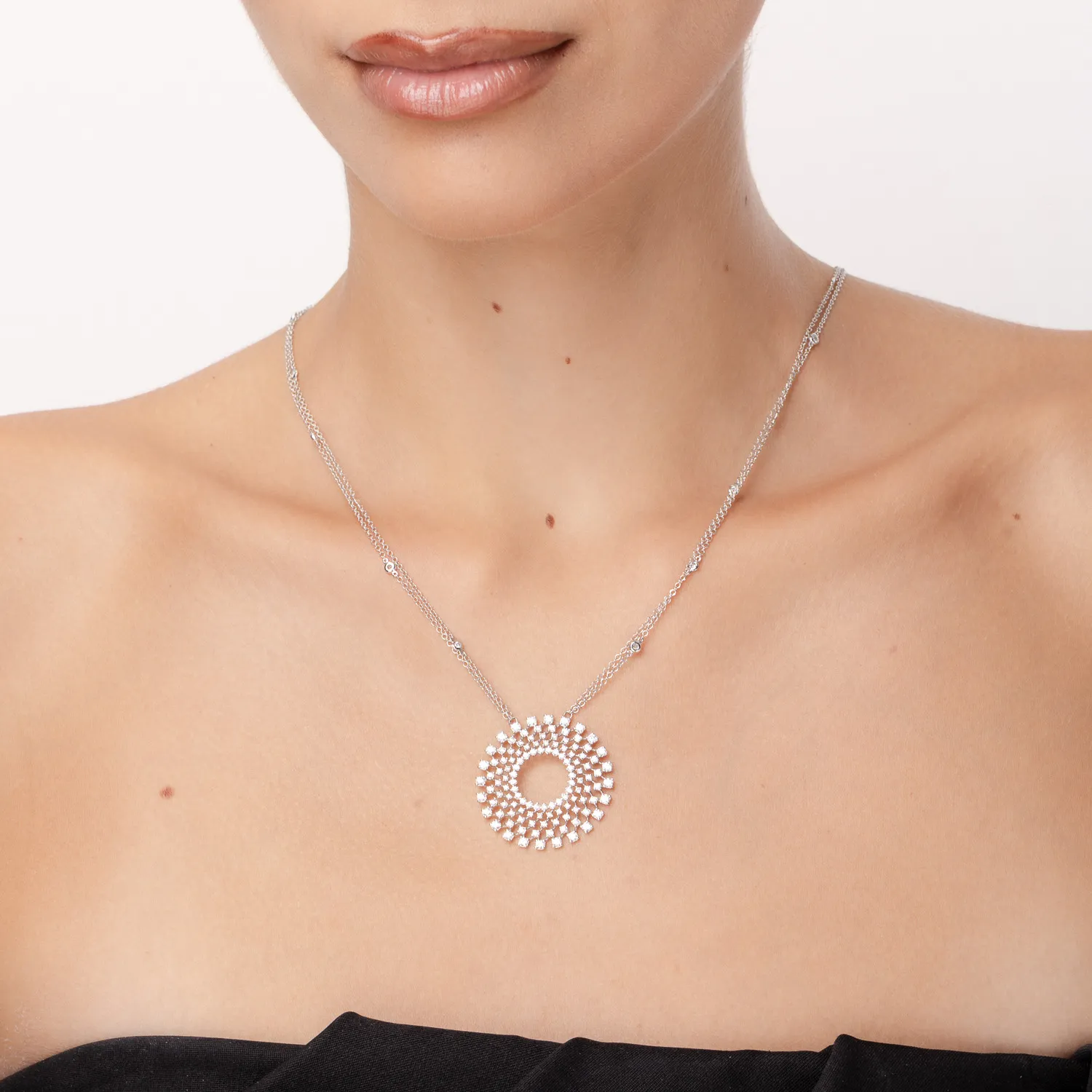 Lant cu pandantiv din aur alb cu diamante de 2.04ct — imaginea 5
