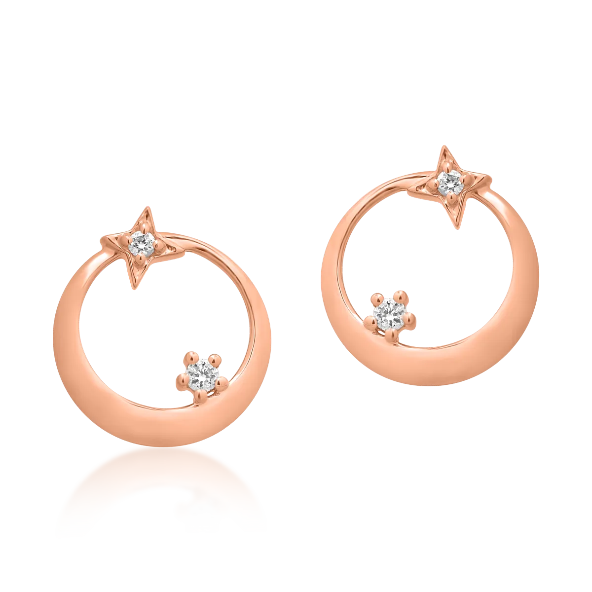 Cercei din aur roz de 18K cu diamante de 0.034ct - 1 | YEO