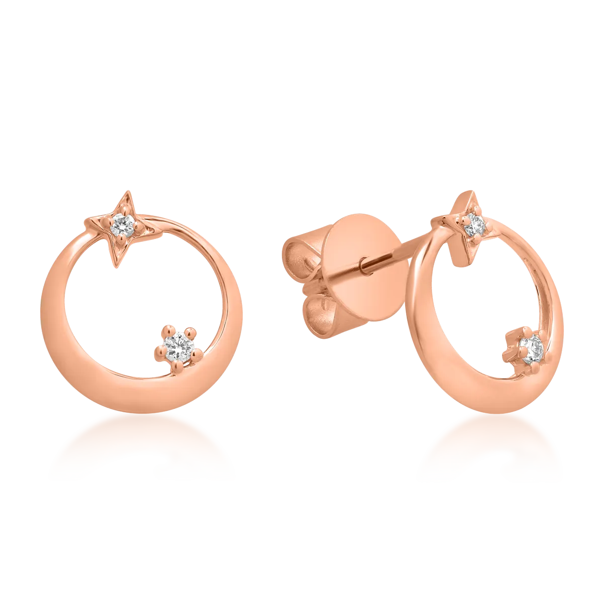 Cercei din aur roz de 18K cu diamante de 0.034ct