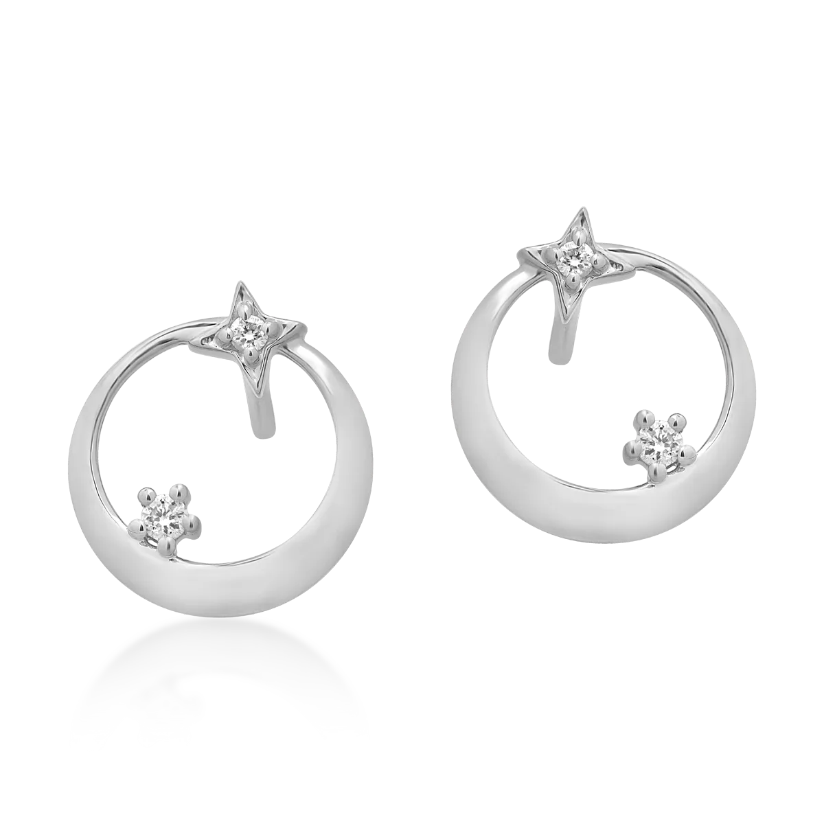 Cercei din aur alb de 18K cu diamante de 0.034ct-112696