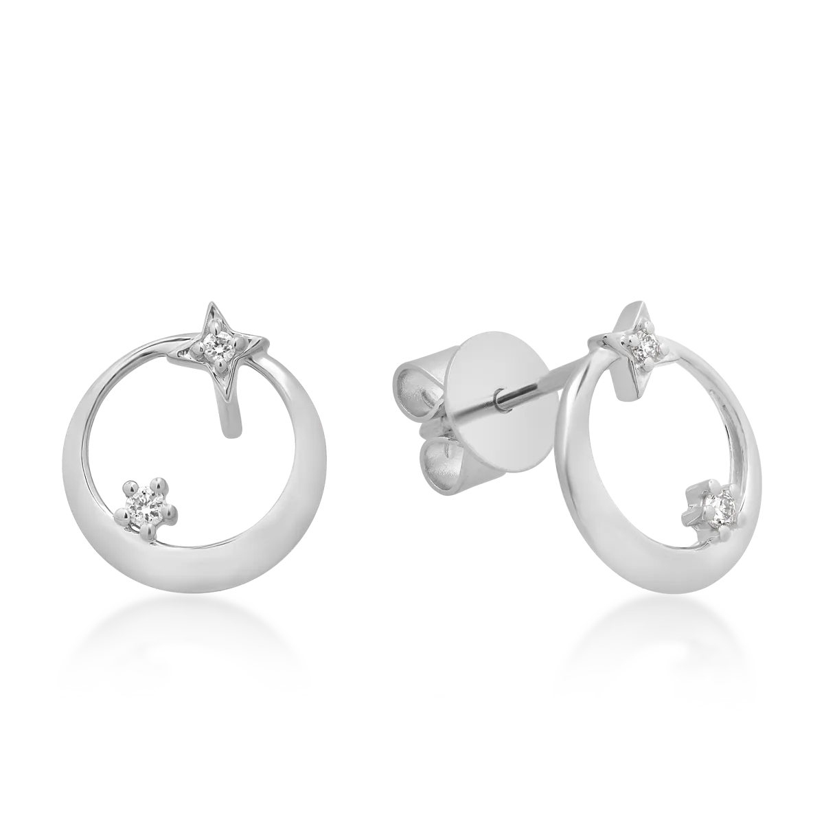 Cercei din aur alb cu diamante de 0.034ct