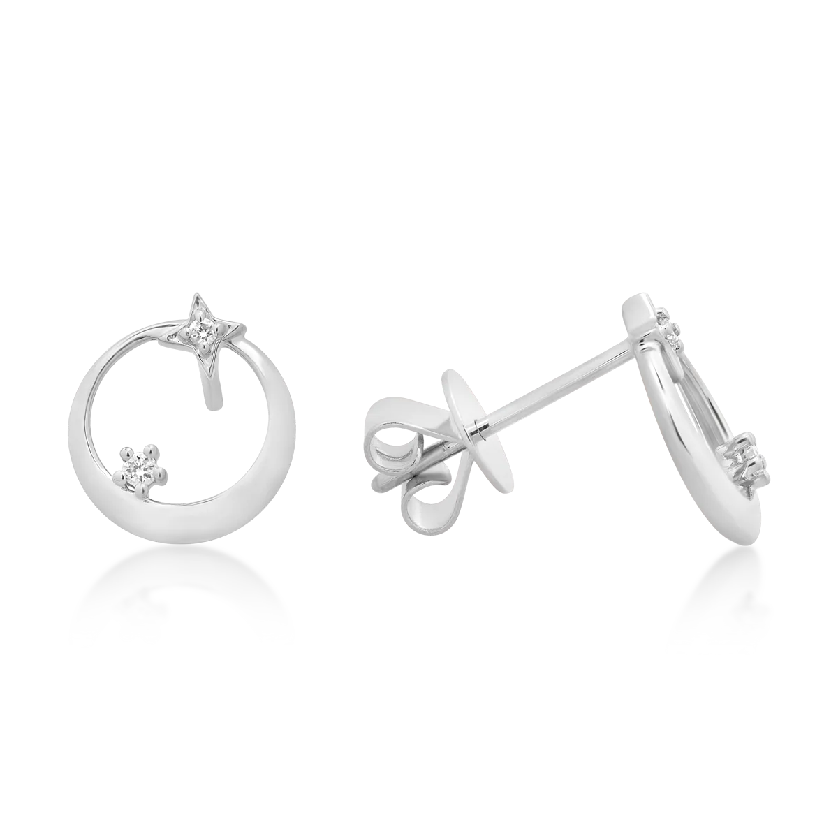 Cercei din aur alb cu diamante de 0.034ct