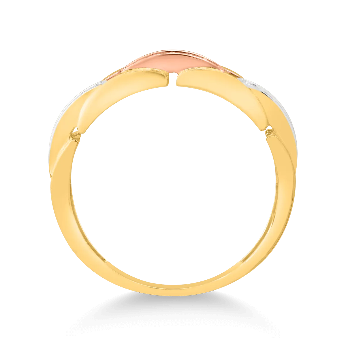 14K white-rose-yellow gold ring