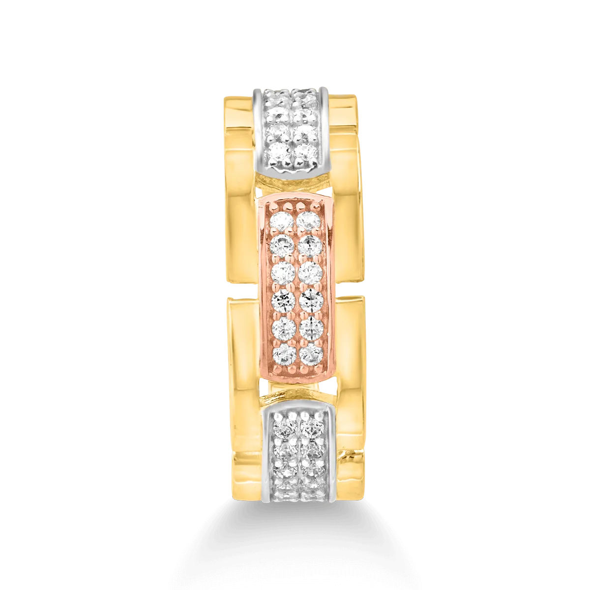 Gyűrű 14K-os fehér-rózsaszín-sárga aranyból