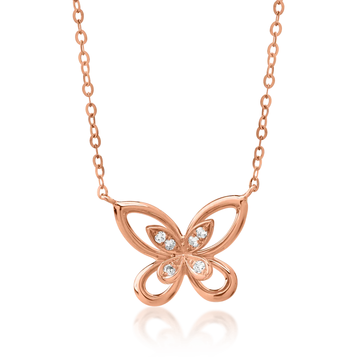 18K rose gold pendant chain with 0.028ct diamonds