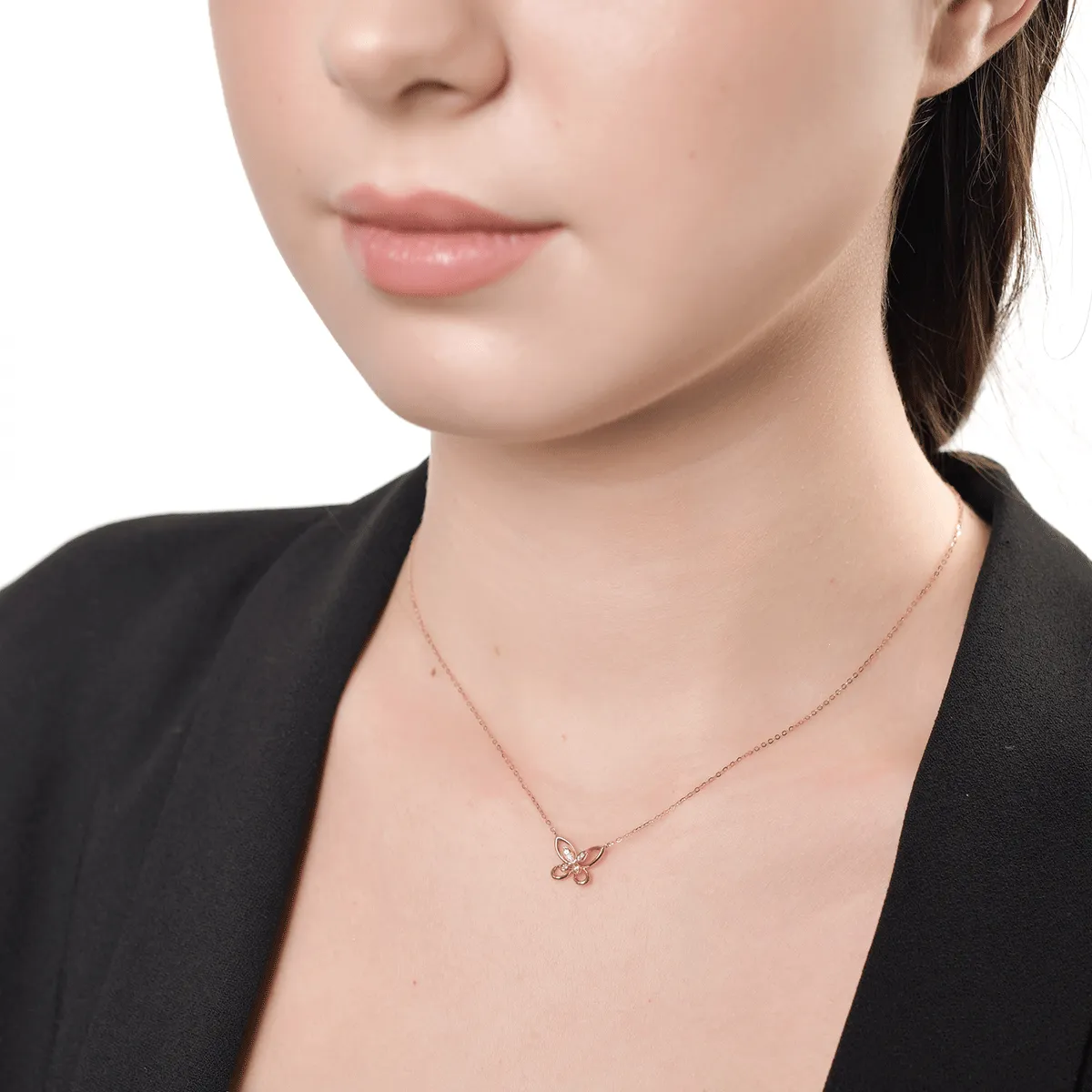18K rose gold pendant chain with 0.028ct diamonds