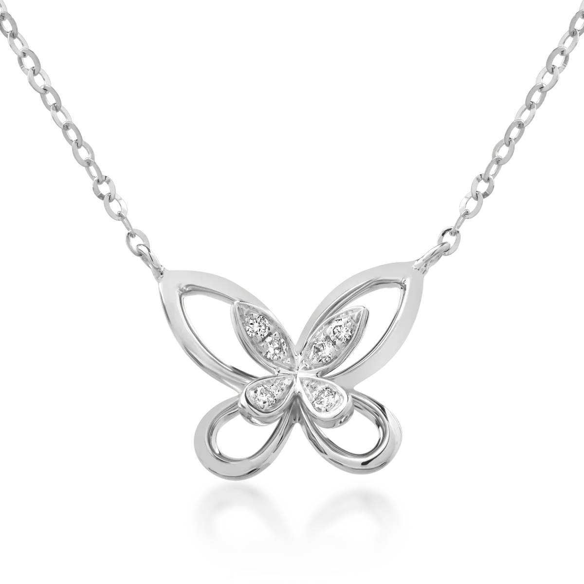 Lant cu pandantiv din aur alb cu diamante de 0.028ct
