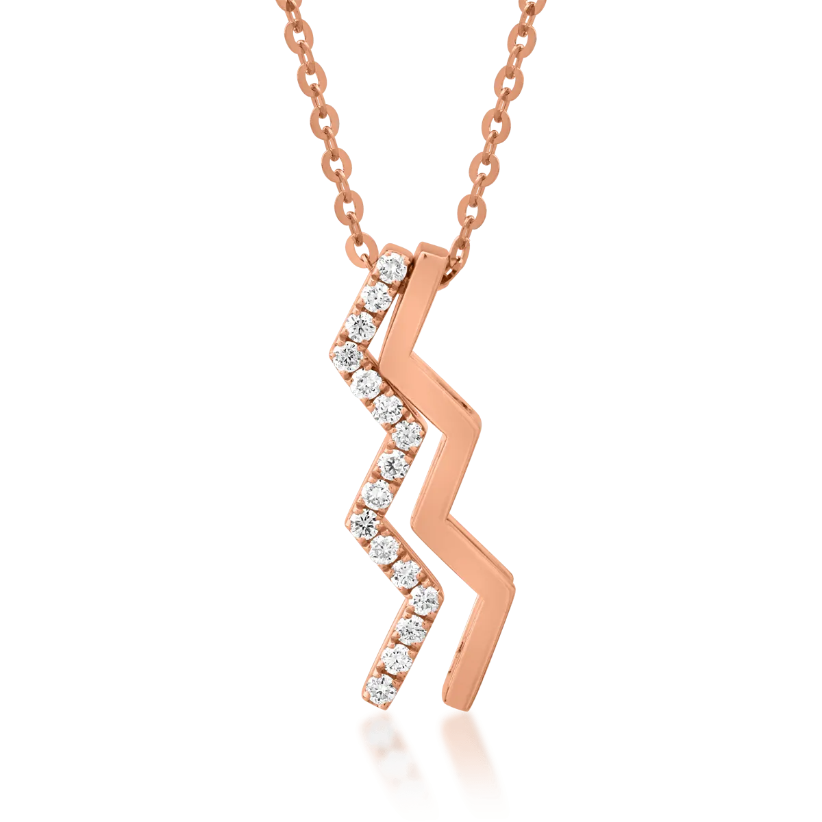 18K rose gold pendant chain with 0.104ct diamonds