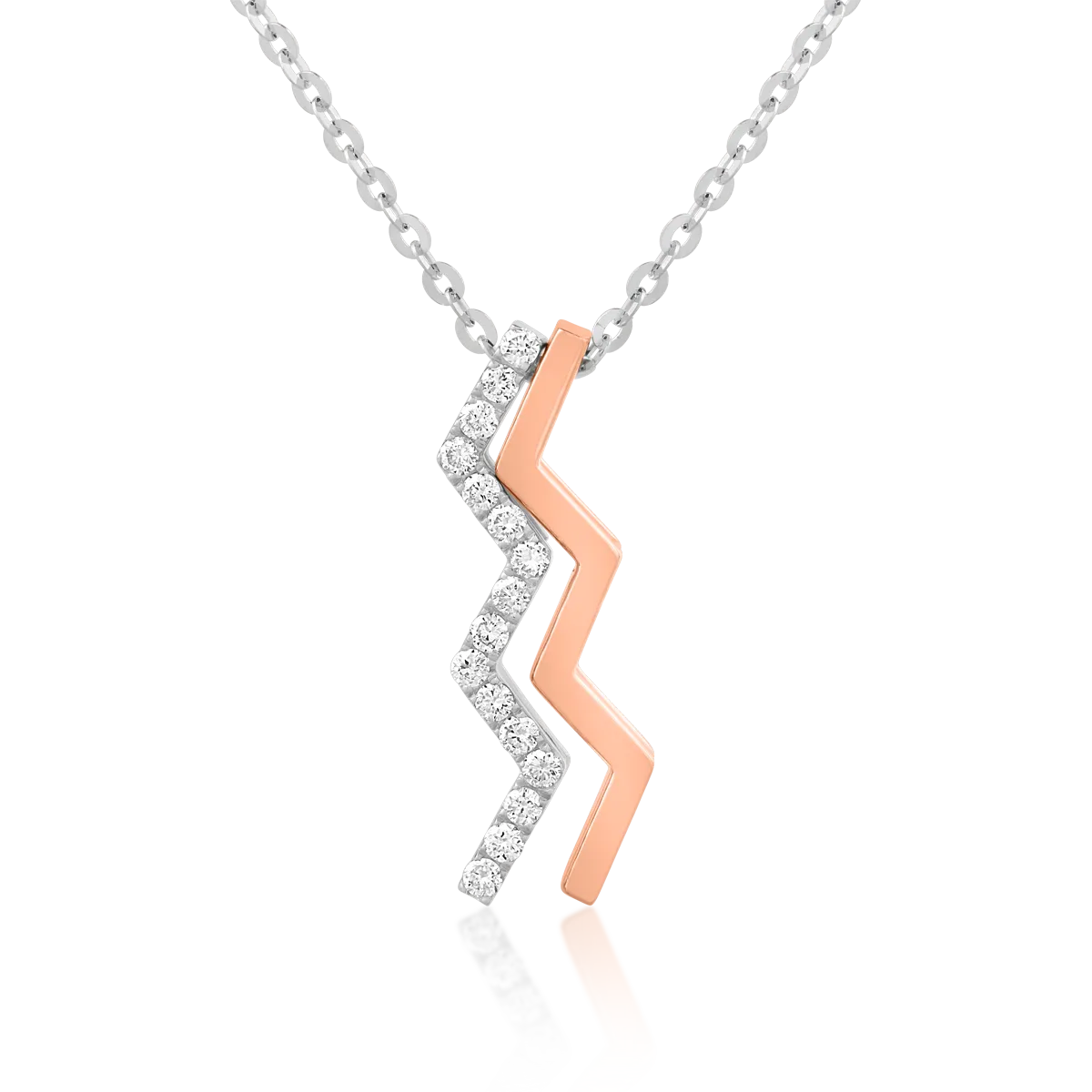 18K white-rose gold pendant chain with 0.105ct diamonds