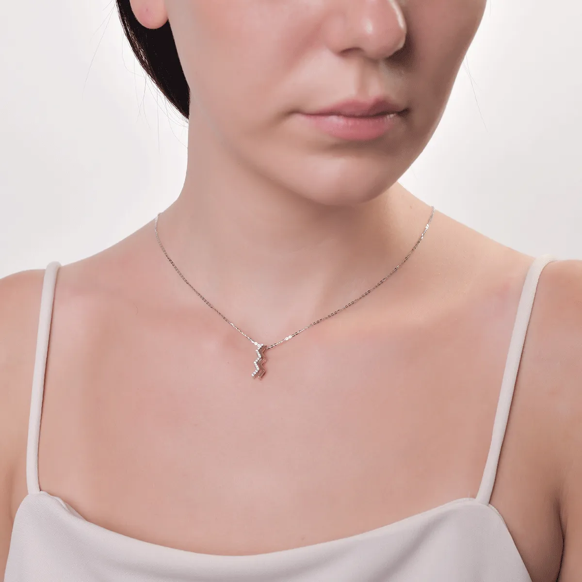 Lánc, 18 k fehér rózsaszín rózsaszín gyémánt 0.105ct