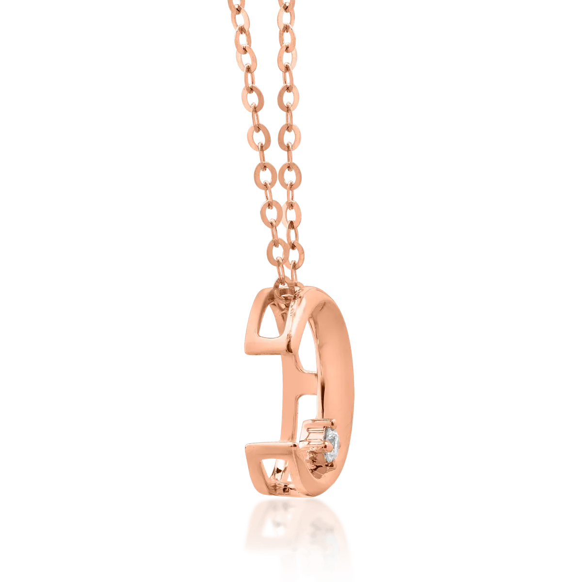 Naszyjnik z różowego złota z diamentami o masie 0.014ct