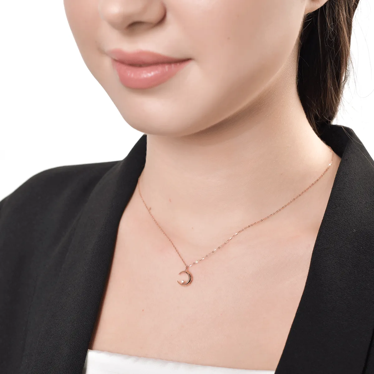 Lant cu pandantiv din aur roz cu diamante de 0.014ct