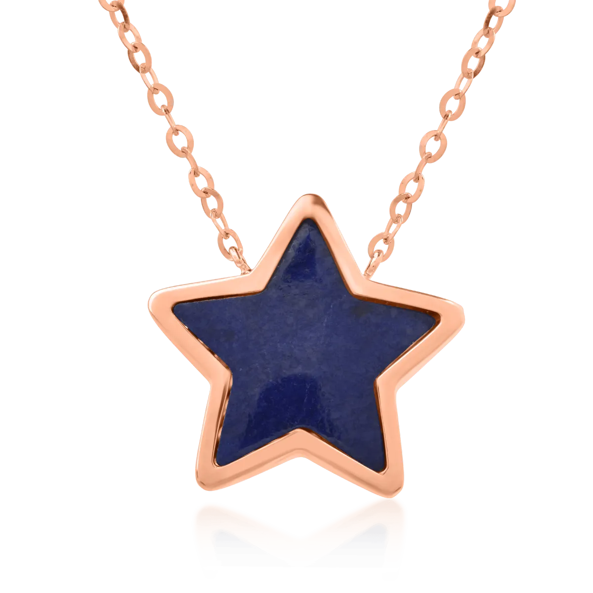 18K rose gold pendant chain with 1.042ct lapis lazuli and 0.08ct diamonds