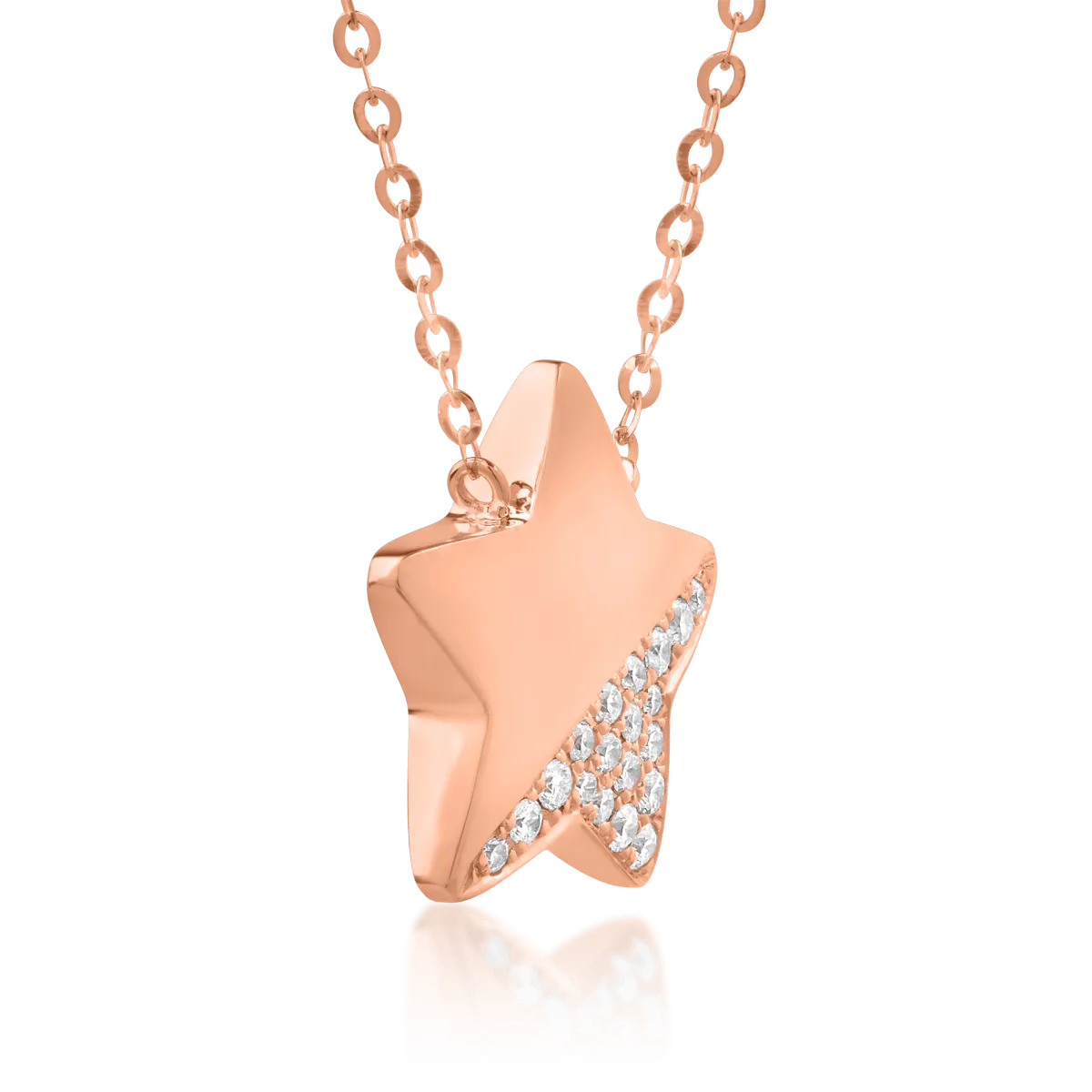 Lant cu pandantiv steluta din aur roz cu lapis lazuli de 1.014ct si diamante de 0.079ct