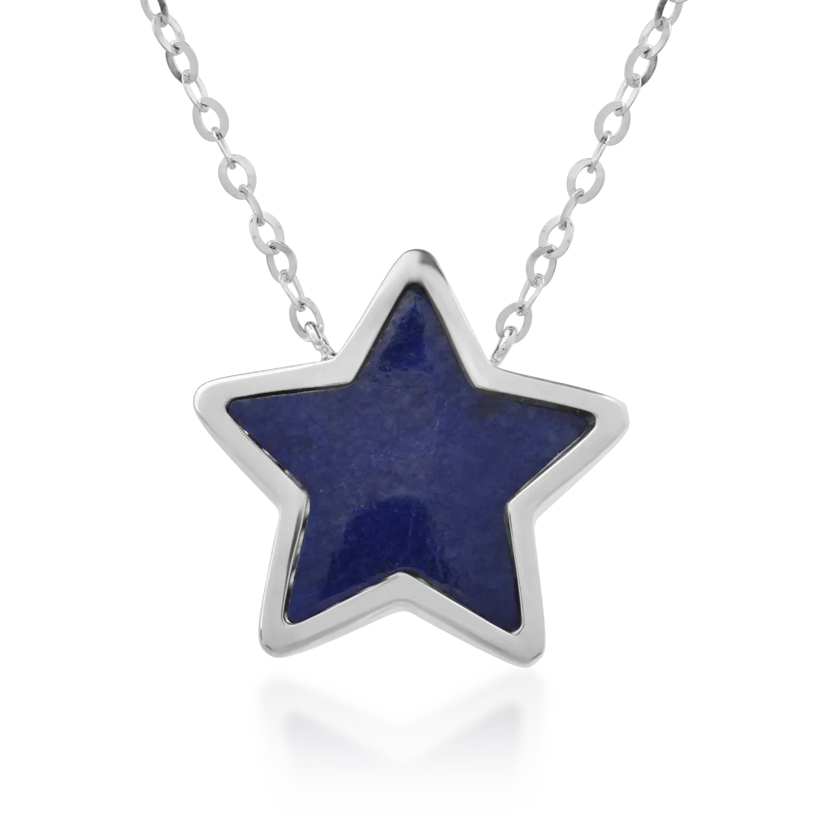 Łańcuszek z 18K białego złota, lazuryt (lapis-lazuli) 1.004kr i diamenty 0.08kr