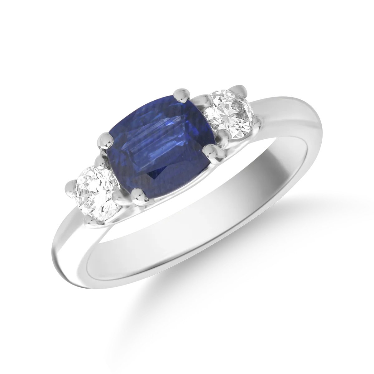 Inel din aur alb cu safir de 1.4ct si diamante de 0.3ct