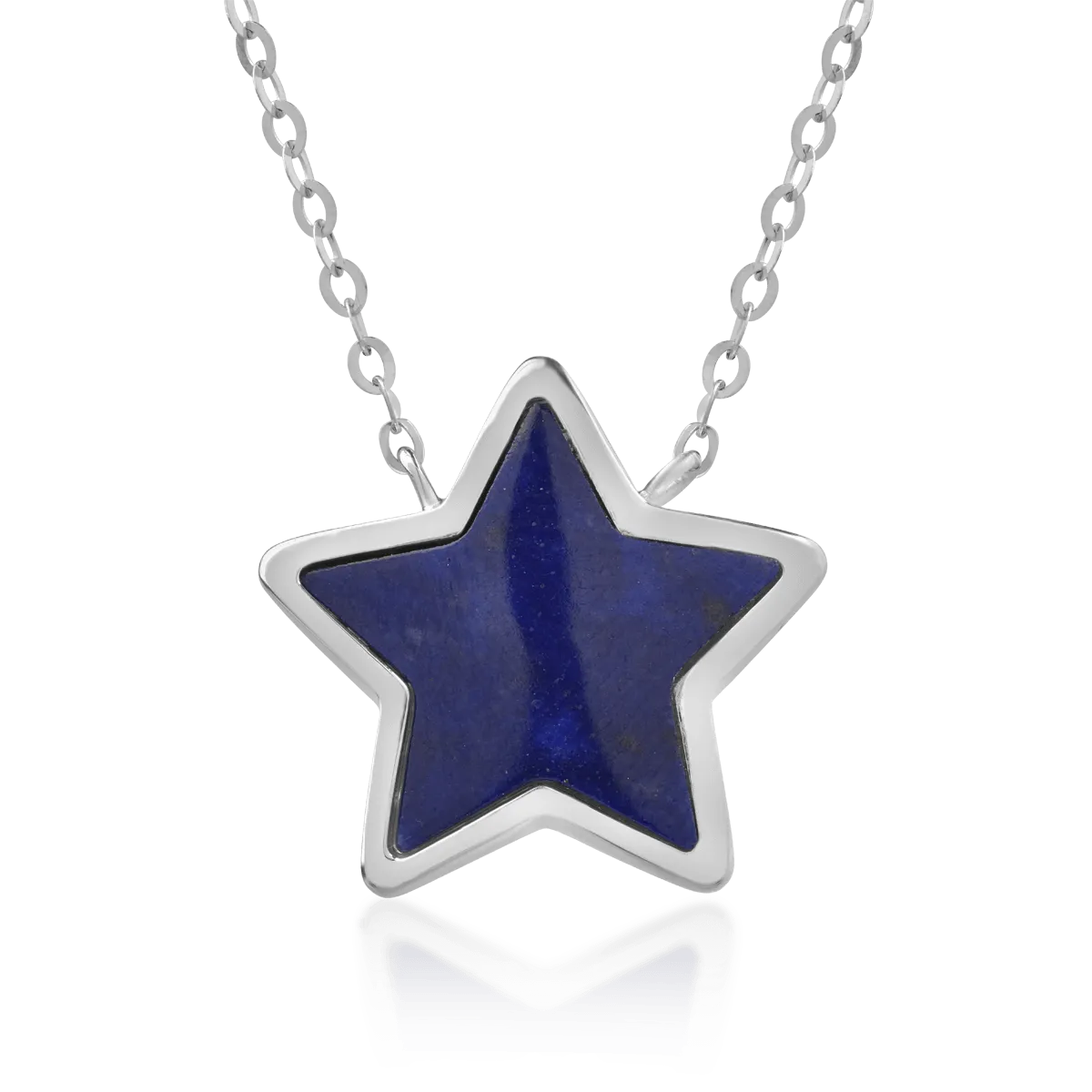 18K white gold pendant chain with 1.004ct lapis lazuli and 0.08ct diamonds