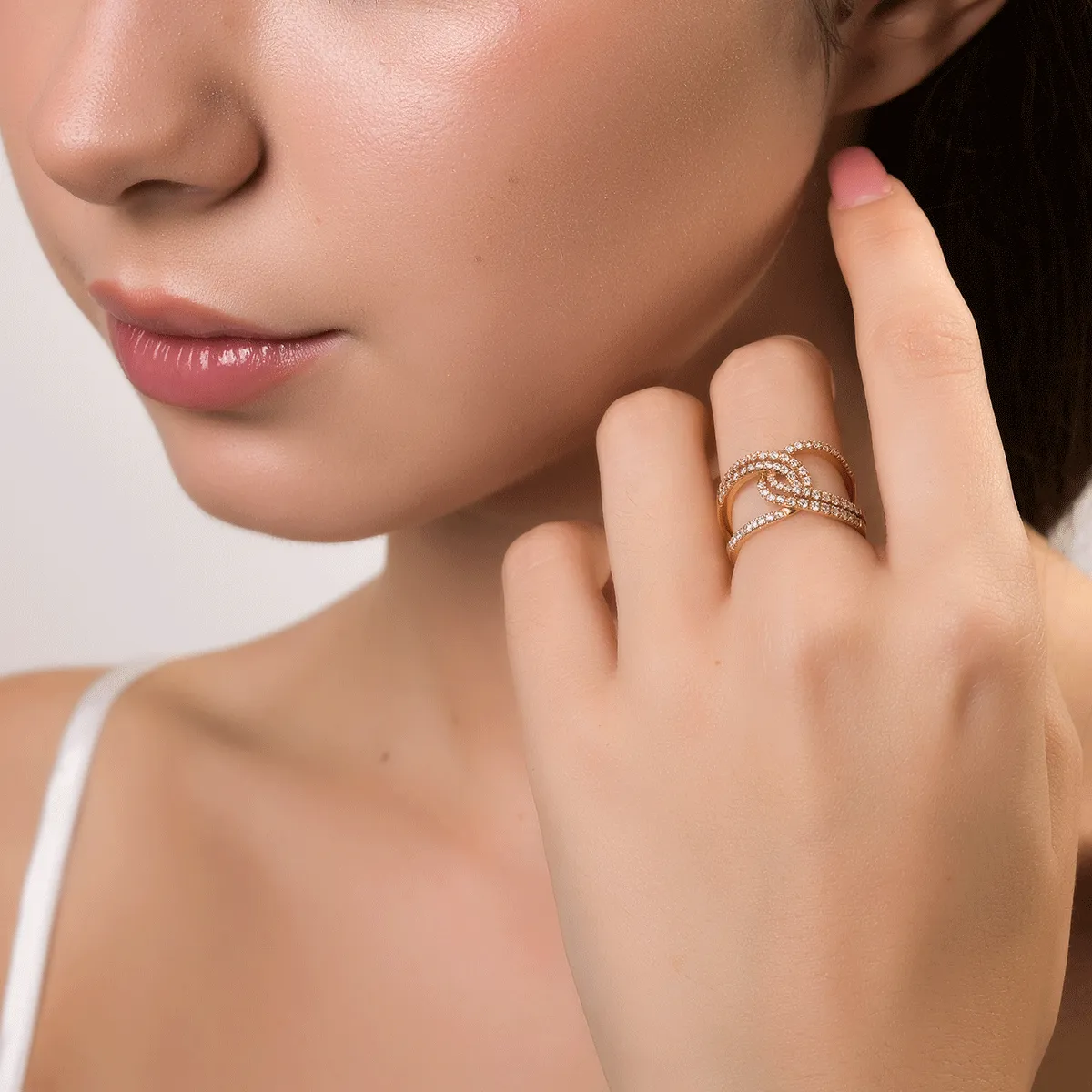 Inel din aur roz cu diamante de 0.47ct