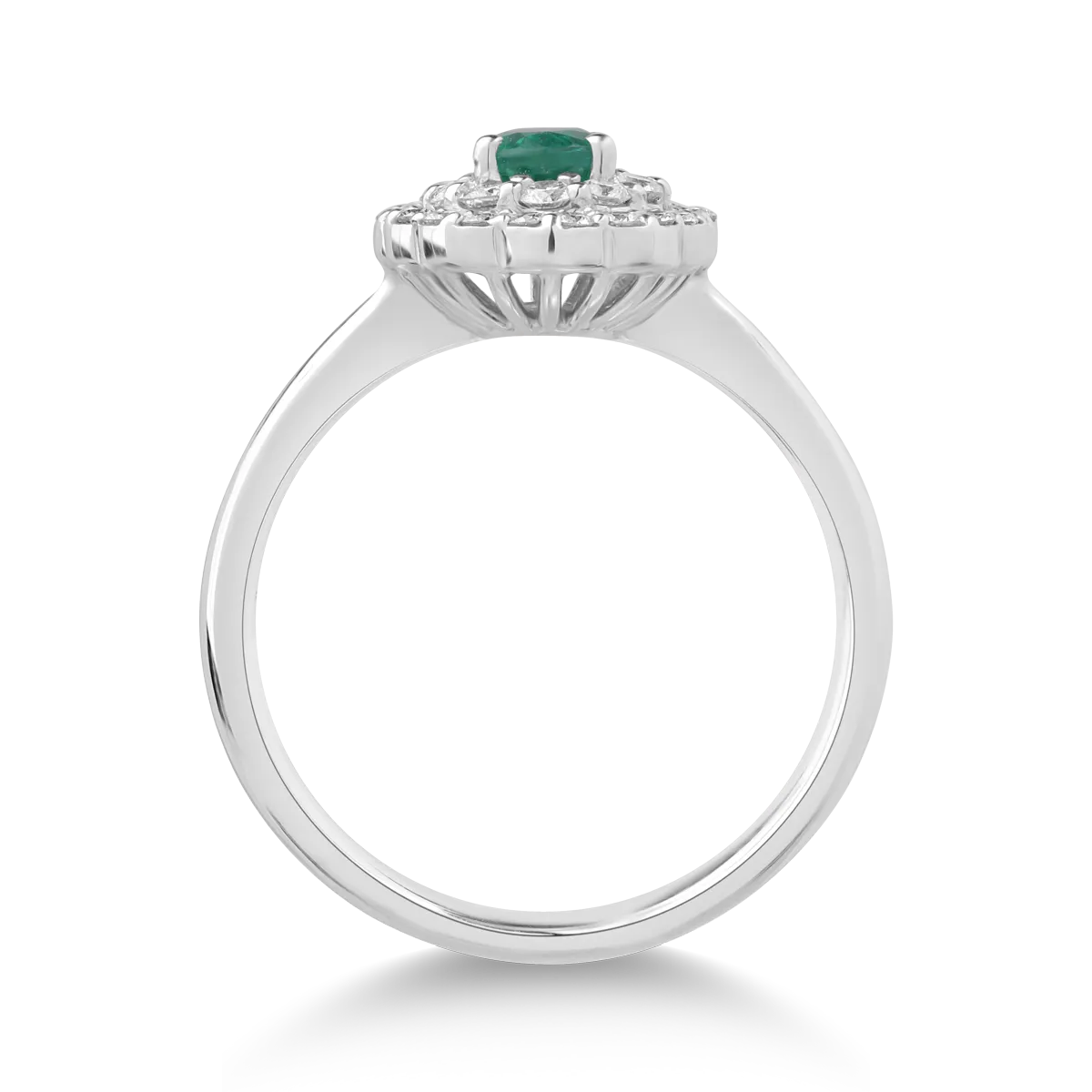 Inel din aur alb de 18Kct cu smarald de 0.3ct si diamante de 0.36ct